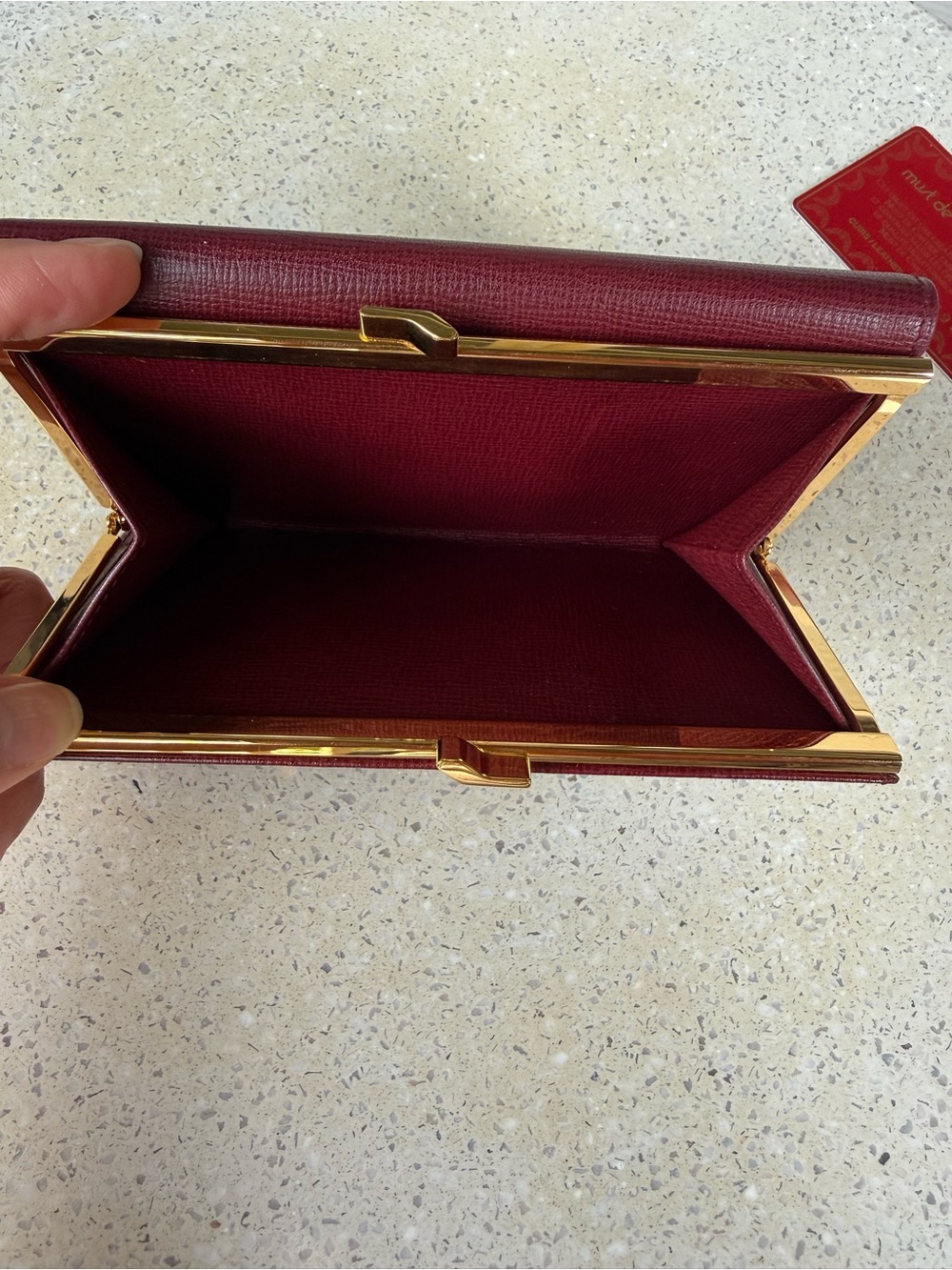 Vintage Cartier Must de Cartier Bordeaux Trifold Kiss-Lock Wallet - Picture 6 of 11